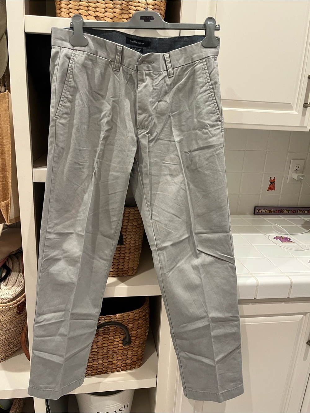 Tommy Hilfiger Light Gray Men's Cotton Chinos - Straight Leg